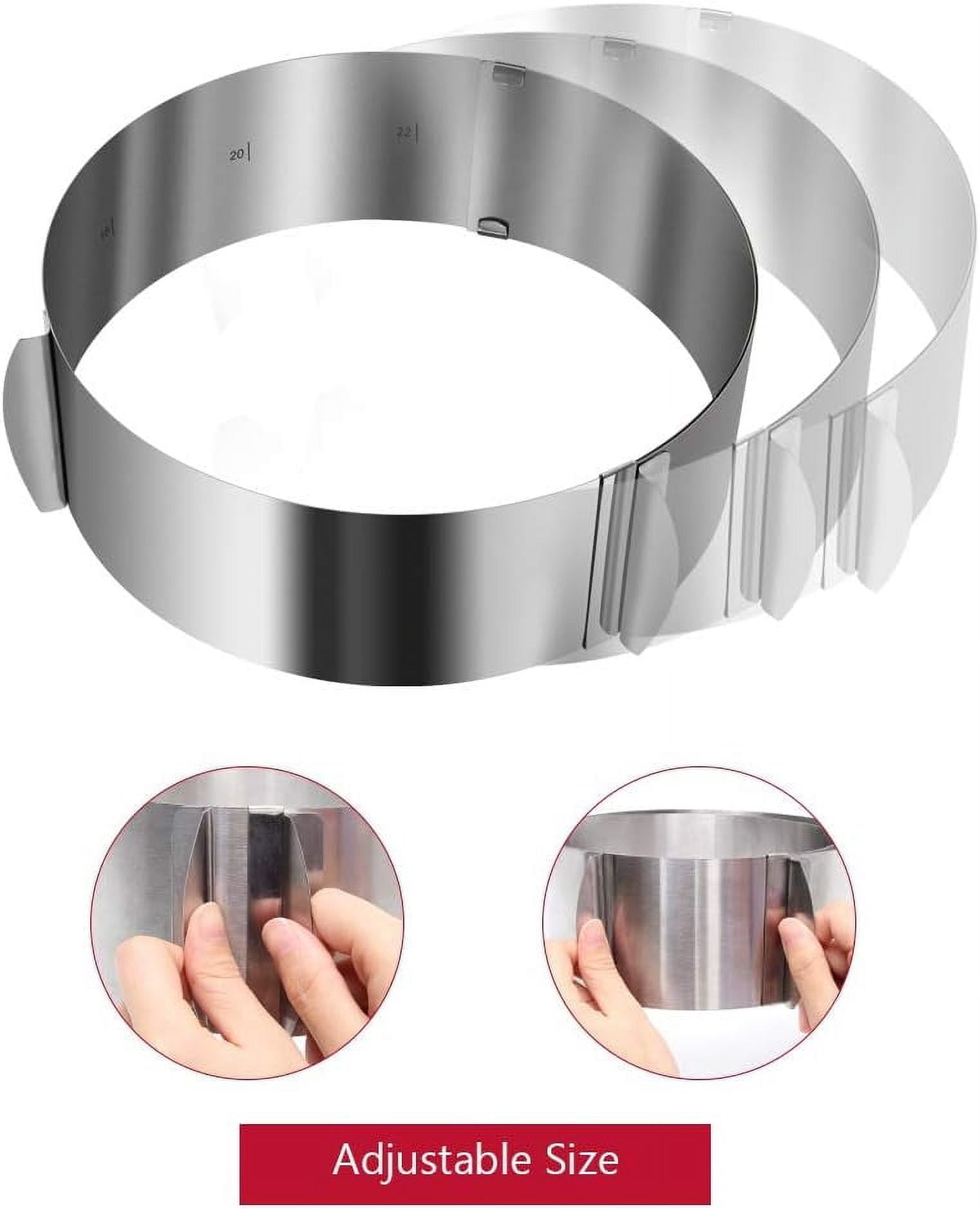 Multipurpose Round Steel Ring, Adjustable Cake Mold Ring for Baking, Premium Quality Functional Baking Gifts, 1 Ring 6.25-12 Inches