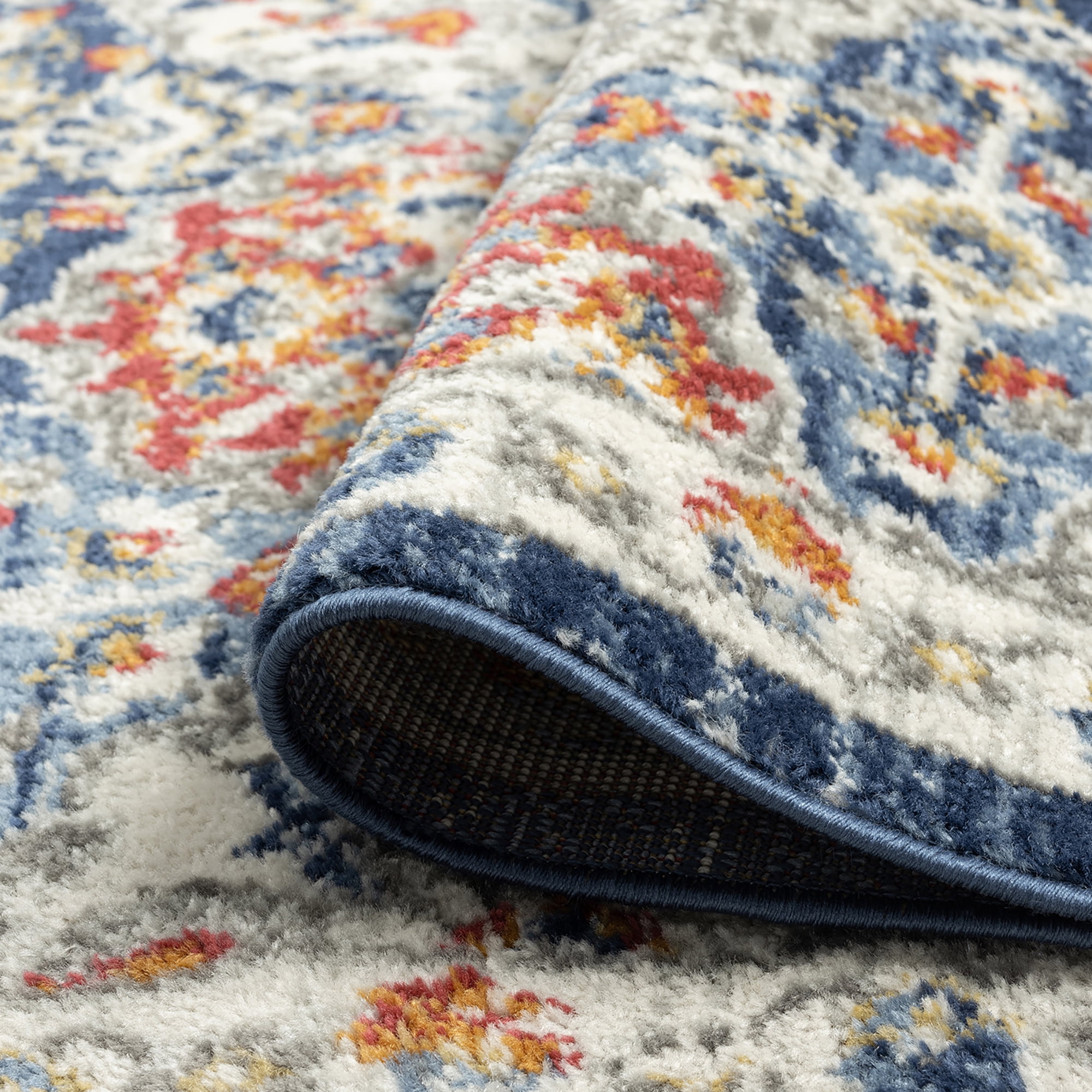 Chelsea Transitional Oriental 8'10'' x 12'2'' Navy and Gold Polypropylene Indoor Area Rug, 9' x 12'