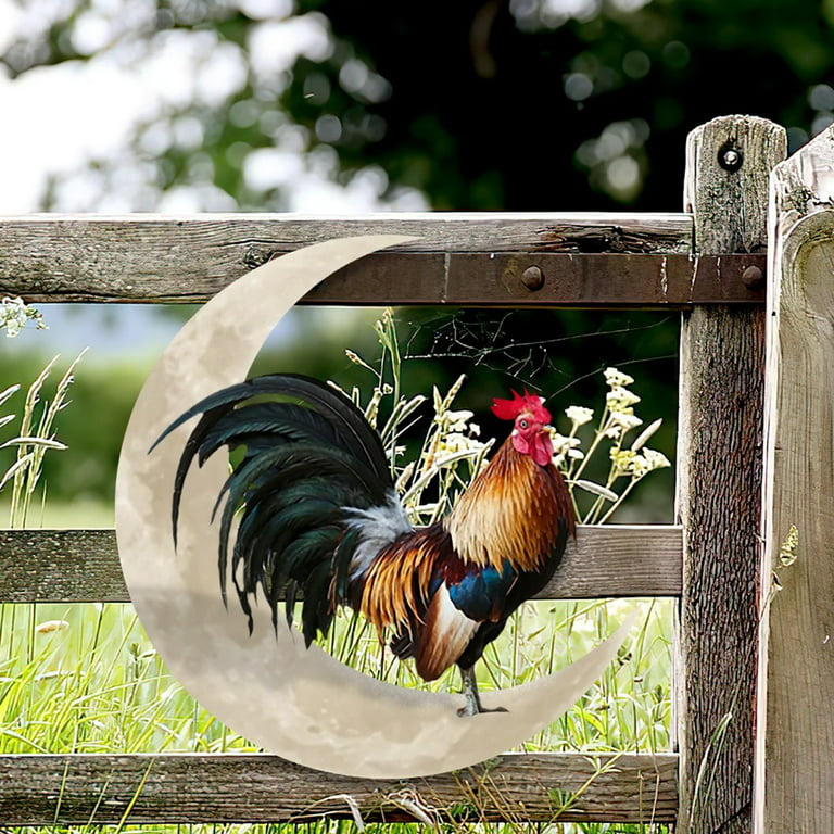 Tzgsonp Rooster Moon Wall Decor Unique Rooster Moon Wall Sign Durable Wall  Arts Pendant for Outdoor Indoor Home Wedding Wall Decoration