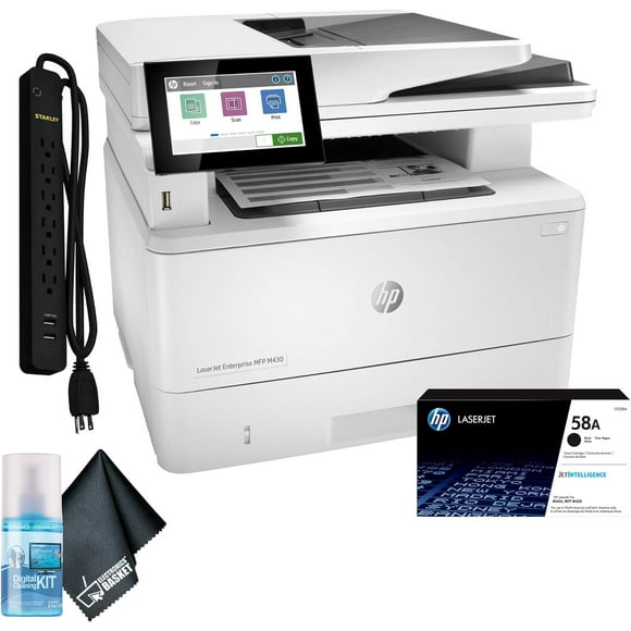 HP LaserJet Enterprise MFP M430f Monochrome Laser Printer + Surge Protector + More