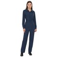 thumbnail image 1 of Manyakai Combinaisons pour Femmes Mode Combinaison à Boutons Décontractée Col Rabattu Manches Longues Tenue de Travail Bleu Marine P, 1 of 7