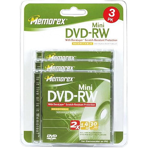 Memorex 2x Rewritable Mini DVDRW Blister Pack 3 Pack