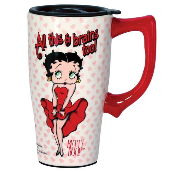 All This and Brains Too Betty Boop Coffee Travel Mug 16 Ounce