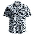 thumbnail image 4 of Halloween Mens Button Up Shirt Skull Print Turndown Collar Short Sleeve Regular Fit Men's Shirts, 4 of 5