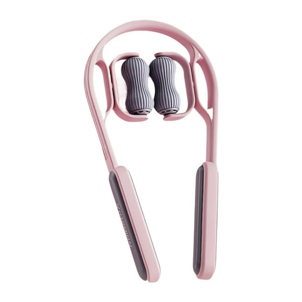 Masajeador de cuello y cervical, cómodo y fácil de limpiar, masajeador de cuello de mano, herramienta de masaje manual para piernas y cintura. Rosa