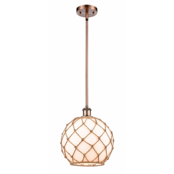 516-1S-AC-G121-10RB-LED-Innovations Lighting-Large Farmhouse Rope-3.5W 1 LED Pendant in Industrial Style-10 Inches Wide by 13 Inches High Antique
