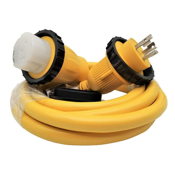 Parkworld 692002A Shore Power Adapter Cord RV 30A L5-30P Male to Marine 50A SS2-50R Female (Two hots bridged) (Yellow, 10FT)