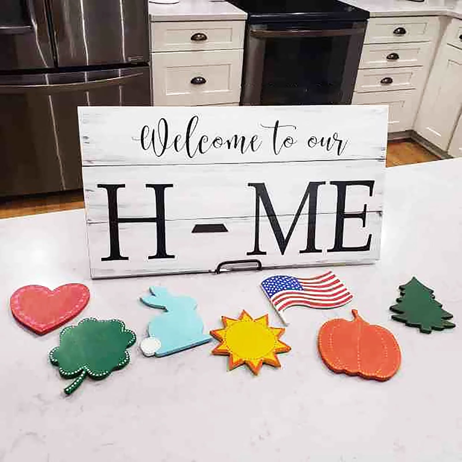 Tæller insekter Thrust deres Yesbay Door Sign Delicate Decorative with 7 Shapes Interchangeable  Accessories DIY Welcome Home Family Board for Daily Life,White - Walmart.com