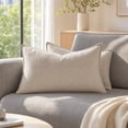 thumbnail image 6 of Yardvibe Long Lumbar Throw Pillow, Soft Linen Decorative Pillow, Vintage Farmhouse Textured Accent Cushion for Sofa couch Bedroom living Room (Beige), 6 of 6