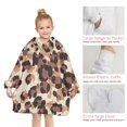 thumbnail image 6 of Beige and Brown Leopard Pattern Blanket Hoodies for Kids 6-13YR Oversize Wearable Blanket Hoodies for Boys Girls Teens, 6 of 7