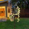 thumbnail image 1 of Estaca de jardín con grifo solar LED retro con diseño de doble jardinera y flujo de agua para decoración al aire libre, 1 of 6