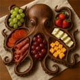 thumbnail image 4 of OIUR Octopus Charcuterie Platter with Fork Ocean Themed Cheese Board Tray for Meat Cheese Fruit Seafood Wood Serving Tray Unique Gift for Seafood Lovers And Entertainers, 4 of 7