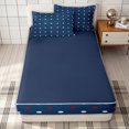 thumbnail image 4 of Erosebridal Cartoon Polka Dot Zipper Twin Comforter Sets with Fitted Sheet and 2 Pillowcases for Girls, Navy Retro Circle Zipper Bedding Set, Navy Reversible, 4pcs, 4 of 7