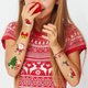 thumbnail image 4 of 8 pegatinas de tatuajes con temática navideña de dibujos animados para niños, tatuajes temporales, suministros de decoración para fiestas, regalos para niños, muñeco de nieve, Papá Noel, 4 of 5