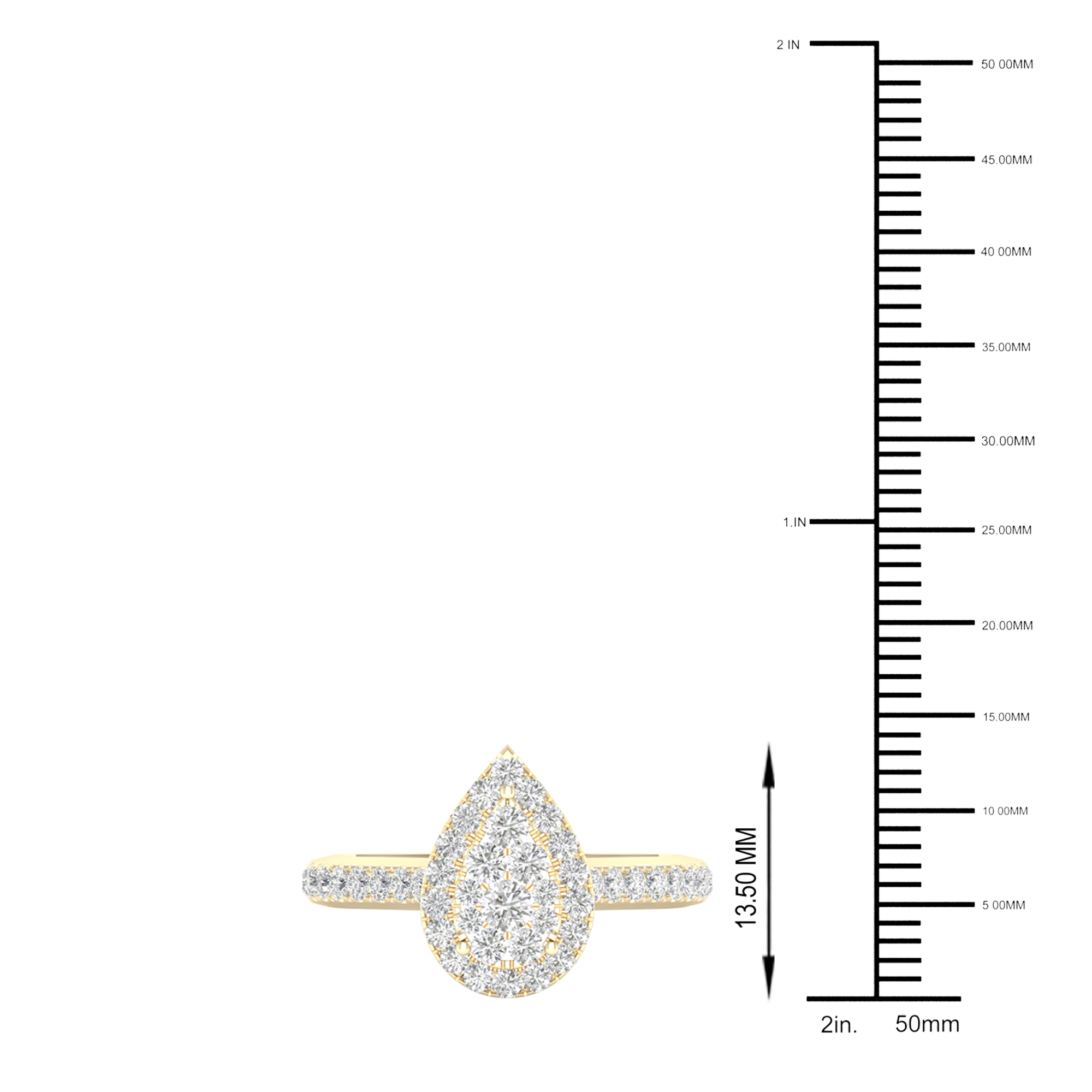 3/4 Carat T.W. Diamond 10kt Yellow Gold Pear-Shape Composite Engagement Ring