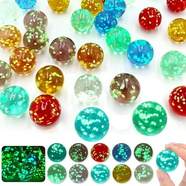 Marbles Glow in The Drak,Happon Glass Marbles for Kids,0.47 Inch Multi-Color Luminous Glass Beads for Kids Marble Games and DIY Home Decoration(40 Pcs)