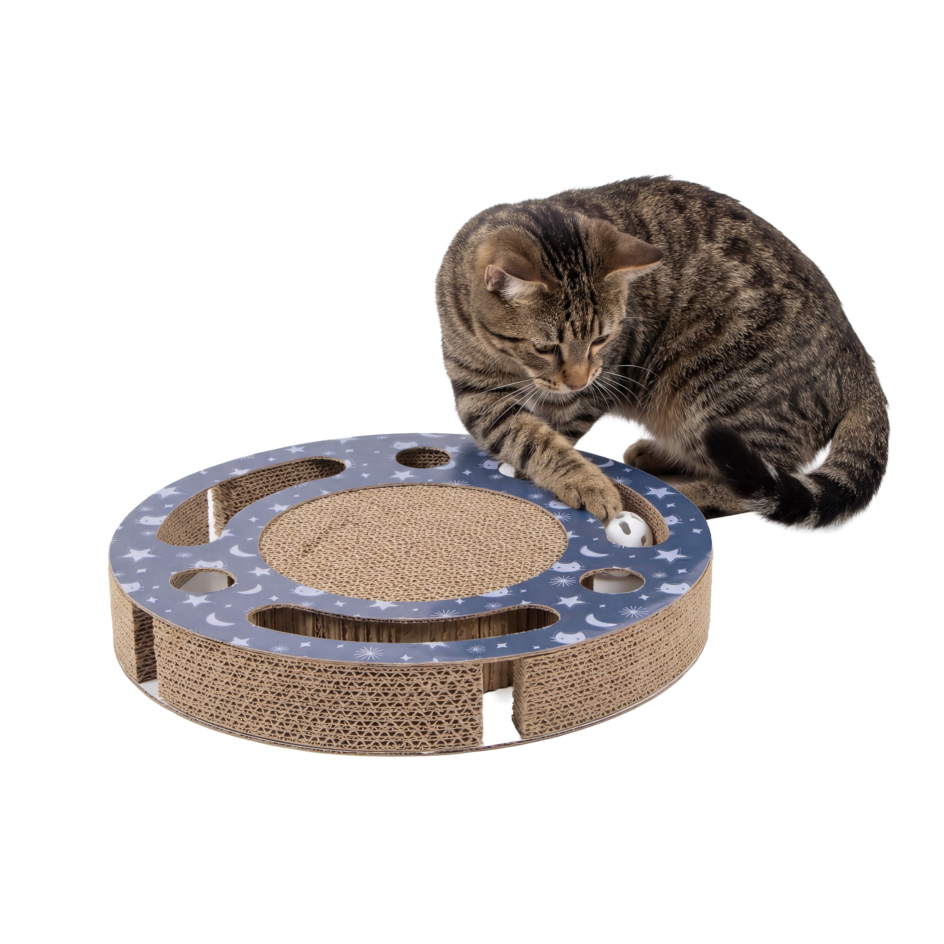 Kitty City Durable Cat Starry Night Corrugated Cardbaord Cat Scratch With Ball and Track, O/S