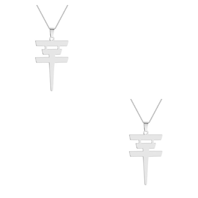relayinert Collier Pendentif Fait Main avec Collier Minimaliste Tokyo Collection de Colliers Géométriques en Acier Inoxydable Argent 2Set