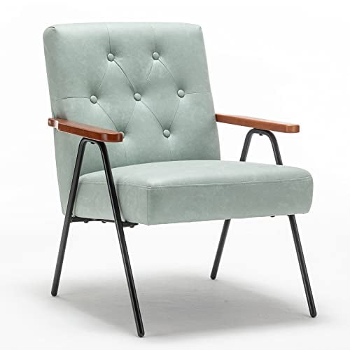 UNICOO® Modern Accent Chairs, Mid-Century Armchair Living Room Chairs Leisure Chair with Metal Legs Reception Side Chairs (ZKL-222K Diamond Green)