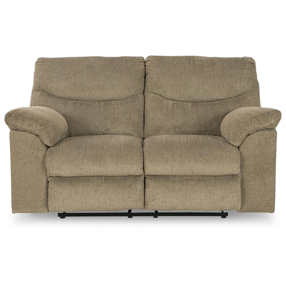 Bowery Hill Contemporary Fabric Reclining Loveseat in Light Brown