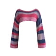 thumbnail image 1 of KOMOO Women Patchwork Crop Top Sun Protection Breathable Crochet Tee Summer Knitted Patched Tops, 1 of 9