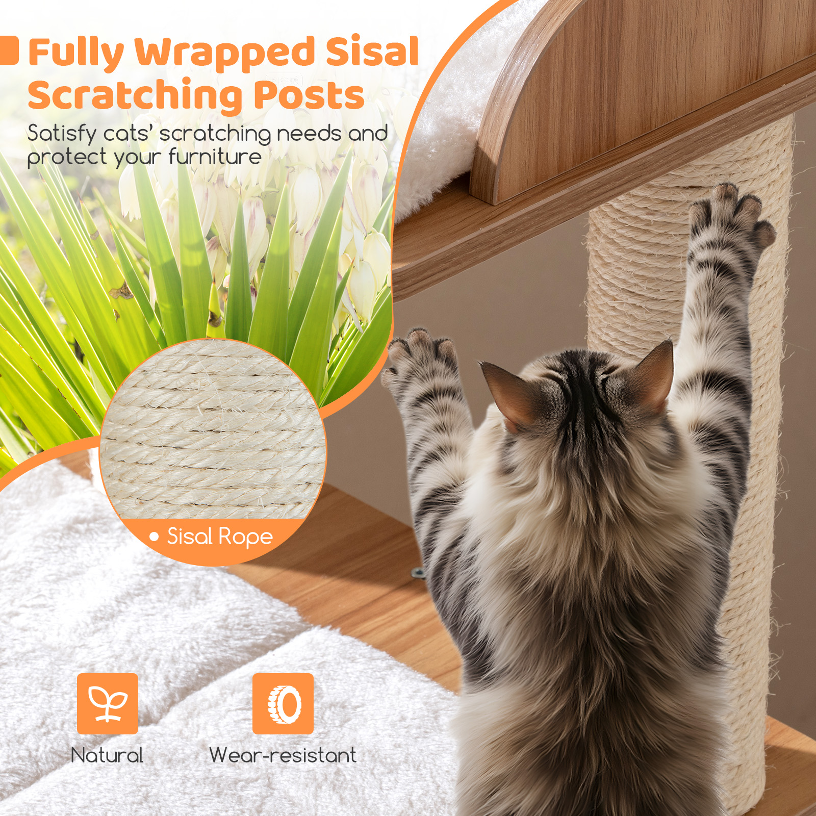 Gymax Wooden Cat Tree 48'' Cat Tower for Indoor Cats w/ 2-floor Condo Cute Top Perch