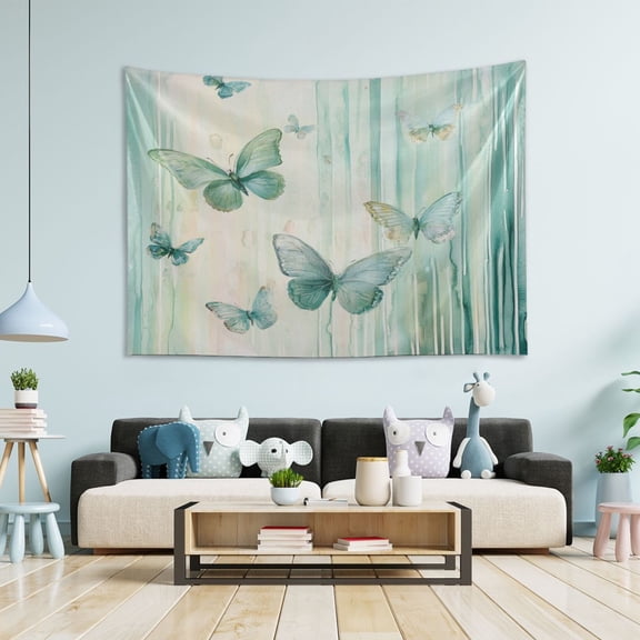 WOBOGO Light Green Butterfly Tapestry 60×40in Home Living Room Bedroom Wall Hanging Ornaments