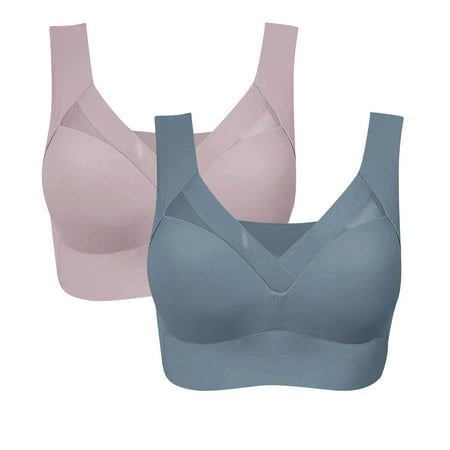 Clearance DondPO Bras for Women Pack Of 2 New Posture Correcting Bra Wireless Bra Breathable Comfortable Full Back Cover Plus Size Bra Push Up Bra Seamless Bra Gray 2XL