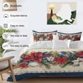 thumbnail image 3 of Poinsettia Fir Leaf Berry Comforter Set Full Size, Christmas Balls Blue Beige Soft Bedding Set for Man Woman, 4 Pieces Duvet Cover Set with Fitted Sheet, 2 Pillowcases, 3 of 9