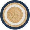 thumbnail image 2 of Indian Handmade Braided Navy Blue & White Boder Natural Jute Area Rug, Home Décor Rug, Jute Rug for Bedroom, Dining Room, living room, Doormat Rug Size - 4' x 6' Oval (120 cm x 180 cm), 2 of 5