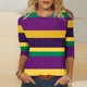 thumbnail image 2 of 3/4 Manga Casual Tops para las Mujeres Carnaval Impreso Cuello Redondo Blusa Suelta Festiva, Mujeres 3/4 Manga Tops, 2 of 5