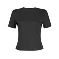 thumbnail image 5 of Short Sleeve Crop Tops For Women Y2k Layering Fashion Tight Shirt Thermal Outfit Athletic Juniors Tops Cute Crew Neck Slim Fitted Teen Girls Basic Tee Black L, 5 of 7