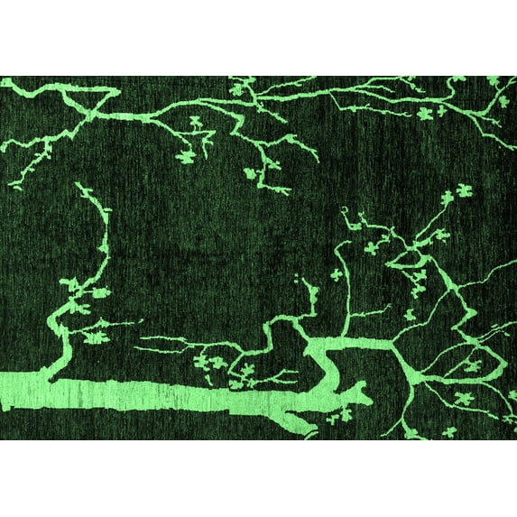 Ahgly Company Indoor Rectangle Oriental Emerald Green Modern Area Rugs, 4' x 6'