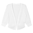 thumbnail image 5 of Kaerm Women's 3/4 Sleeve Open Front Chiffon Shrugs Lightweight Sheer Cropped Cardigan White 4XL, 5 of 7