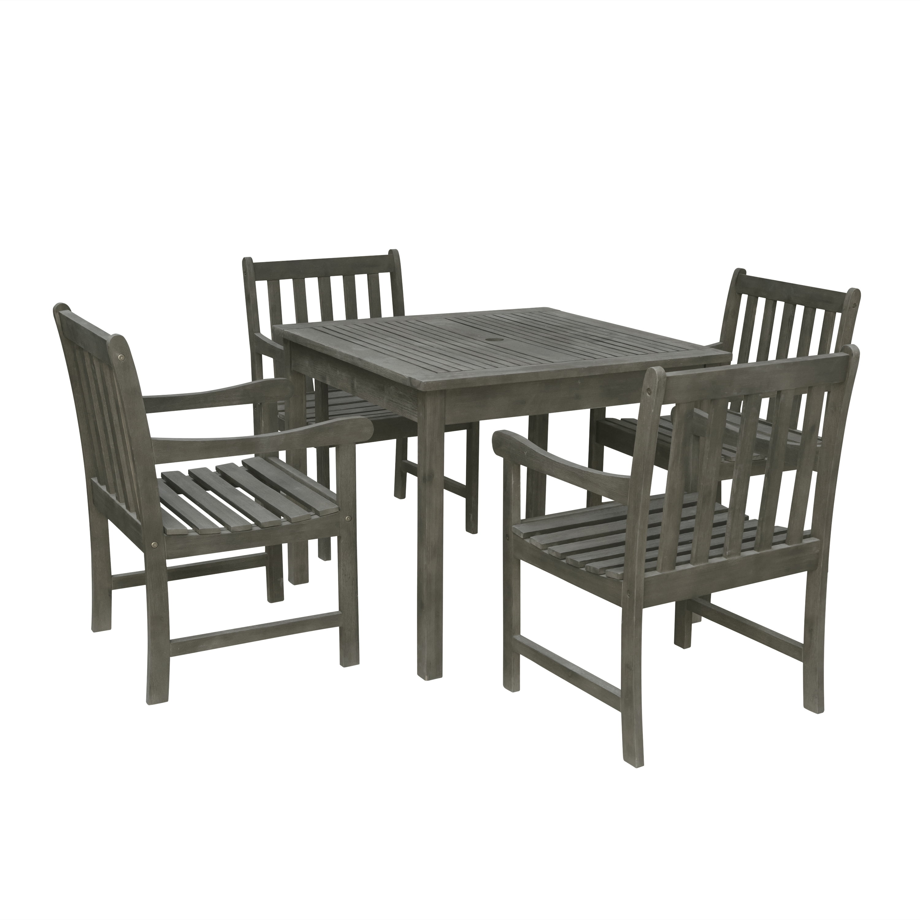 Renaissance Outdoor 5piece Wood Patio Stacking Table Dining Set