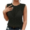 thumbnail image 4 of Yuwull Summer Tops For Women Womens Tops Casual Women'S Casual Solid Color Knitted Sleeveless Crew Neck Tank Short Sleeve Crew Neck Top/Shirt Womens Plus Size Tops On ClearanceL, 4 of 7