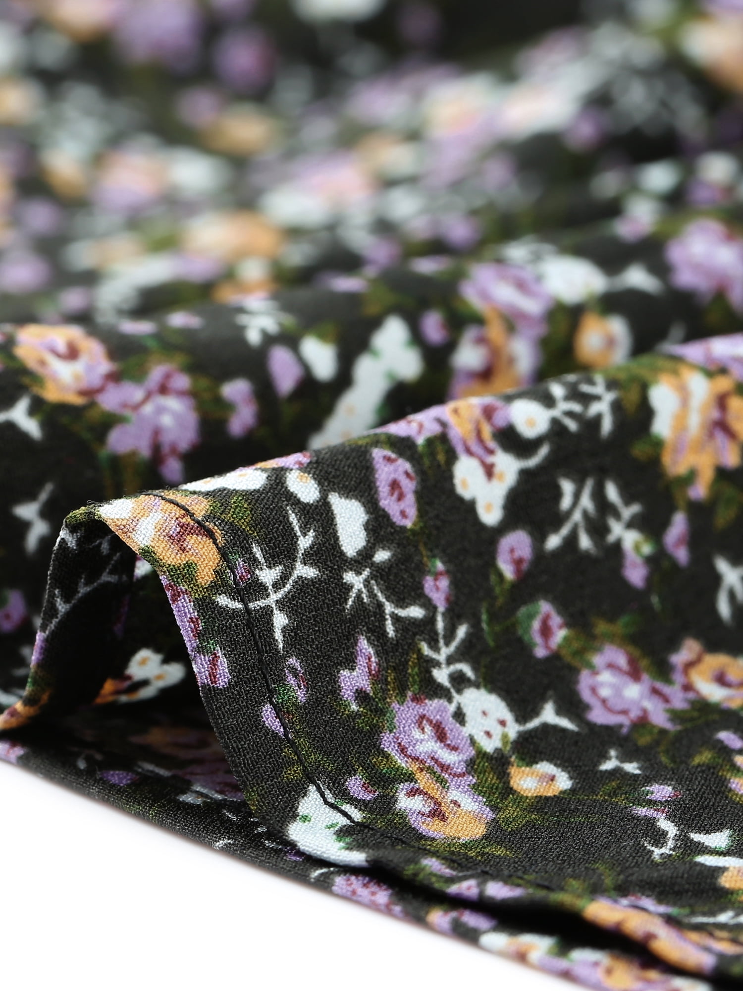 DARING DIVA Women's Plus Size V Neck Short Sleeve Floral Babydoll Blouse L Black Purple