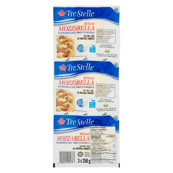 Mozzarella de luxe Tre Stelle 3 x 250 g (total de 750 g)
