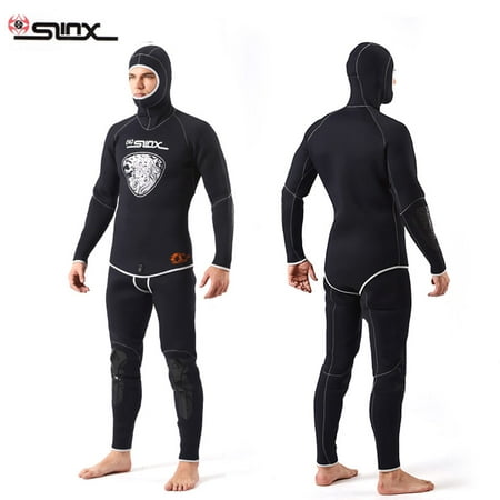 SLINX Mens 5mm Full Length Diving Suit Warm Swimming Clothes Snorkeling Wetsuit with Head