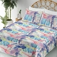 thumbnail image 3 of Ambesonne Nautical Themed Fitted & Flat Sheet with Sham 3 Pcs Set, Modern Seahorse Art, Twin, Dark Lavender Dark Coral, 3 of 5