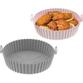 thumbnail image 1 of Air Fryer Liner Silicone, 2 Pieces Air Fryer Silicone Pot, Air Fryer Accessory, Round Silicone Liners for Air Fryer, Reusable for Airfryer Microwave Cake Pan Cooker, 1 of 5