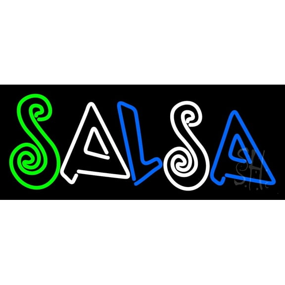 Double Stroke Salsa LED Neon Sign 10 x 24 - inches, Clear Edge Cut Acrylic Backing, with Dimmer - Bright and Premium built indoor LED Neon Sign for restaurant window and interior decor.