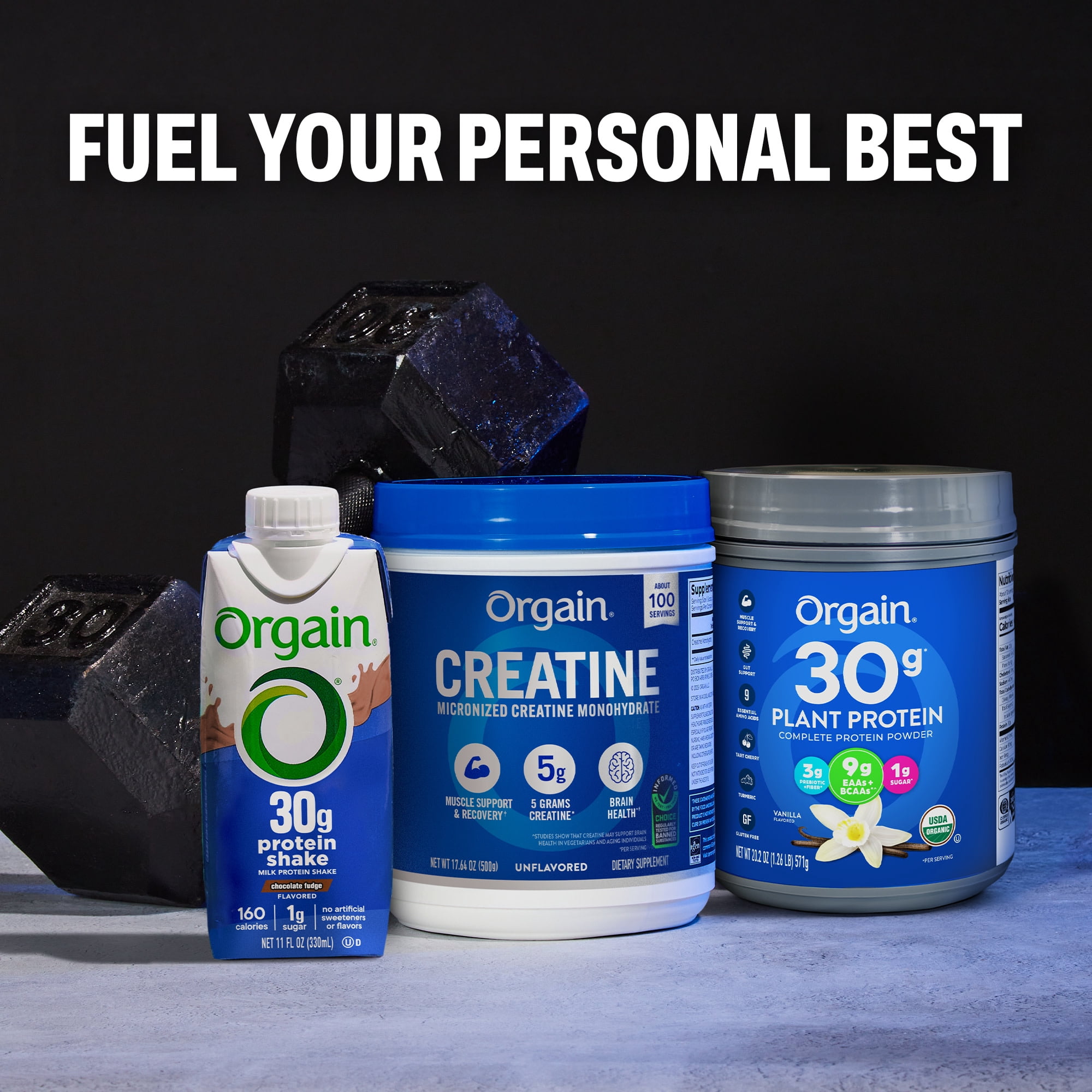 Orgain Creatine Monohydrate Micronized Powder, Unflavored, 100 servings, 17.64oz