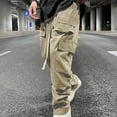 thumbnail image 7 of Men's Cargo Pants with Multi Pockets Loose Wide Leg Cotton Twill Sweatpants Hiking Joggers Athletic Trouses (XL, Khaki), 7 of 7