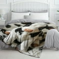 thumbnail image 3 of 1pc Cow Print Flannel Blanket Soft Warm Fiber Thick All Season Cozy Throw for Sofa Bed & Travel Machine Washable Ideal Gift for Home & Friends, 3 of 7