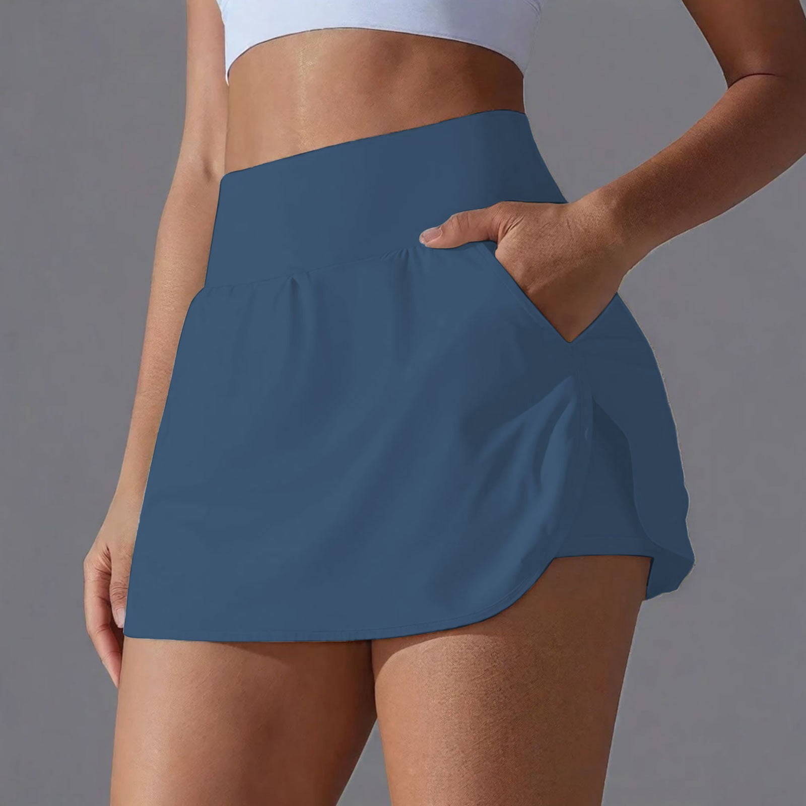 Razzly Women's Dresses Mini Sleeveless Dress Athletic Skirt With Two-Layer Design Casual Tennis Dress Featuring Built-In Shorts for Daily Living and Wear casual dress designed for daily(Dark Blue,XL)