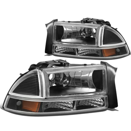 - For 97-04 Dodge Dakota/Durango 4pcs Replacement Headlight+Bumper Lights (Black Housing Amber Reflector) 99 00 01 02 03