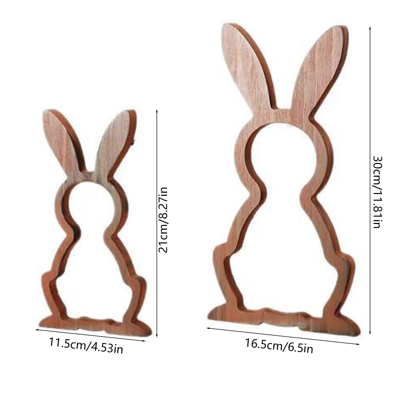 Set of 2 Wooden Easter Bunny Night Lights for Nursery, Spring Home Shelf Decor with Soft Warm Glow