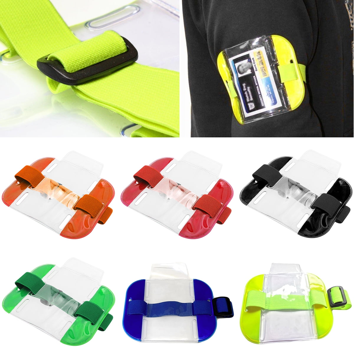 5pcs Transparent Tactical ID Arm Band Holder Security ID Badge Card Holder Doorman Armband