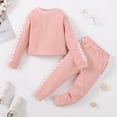 thumbnail image 3 of 2T Toddler Baby Girls Clothes Baby Girls Outfits 2-3T Girls Long Sleeve Solid Color Top Pants 2PCS Set Pink, 3 of 8